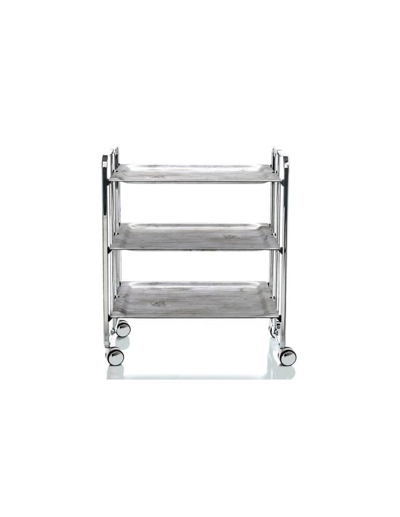 Carrello da cucina pieghevole cromato con ruote BAUHAUS 3 ripiani