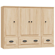 Credenze 3 pz | Madia | Buffet da pranzo | Armadio da pranzo Rovere Sonoma in Legno Multistrato