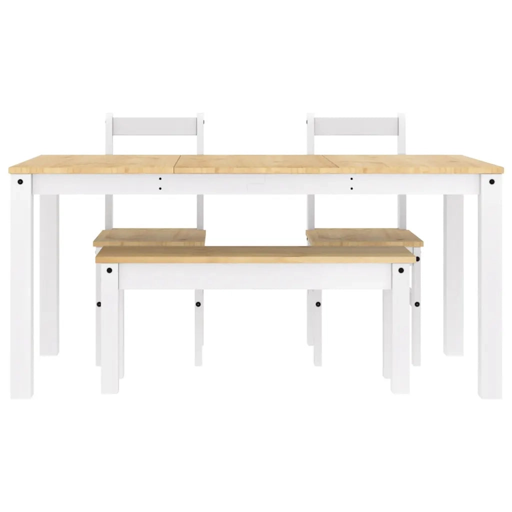 Set da Pranzo 4 pz PANAMA Bianco in Legno Massello di Pino