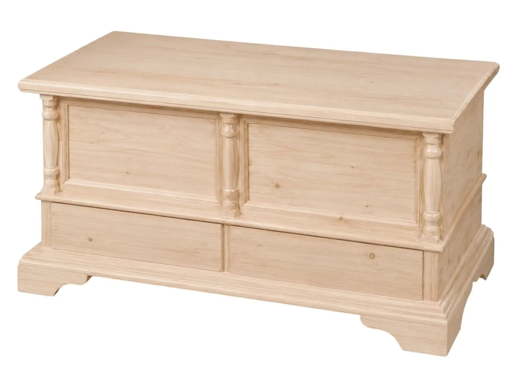 Cassapanca legno 2 cassetti con colonne grezzo 120x46x51 (5006) - Mobili 2G