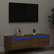 Mobile Porta TV con Luci LED Rovere Artigianale 100X35,5x25 cm 860246