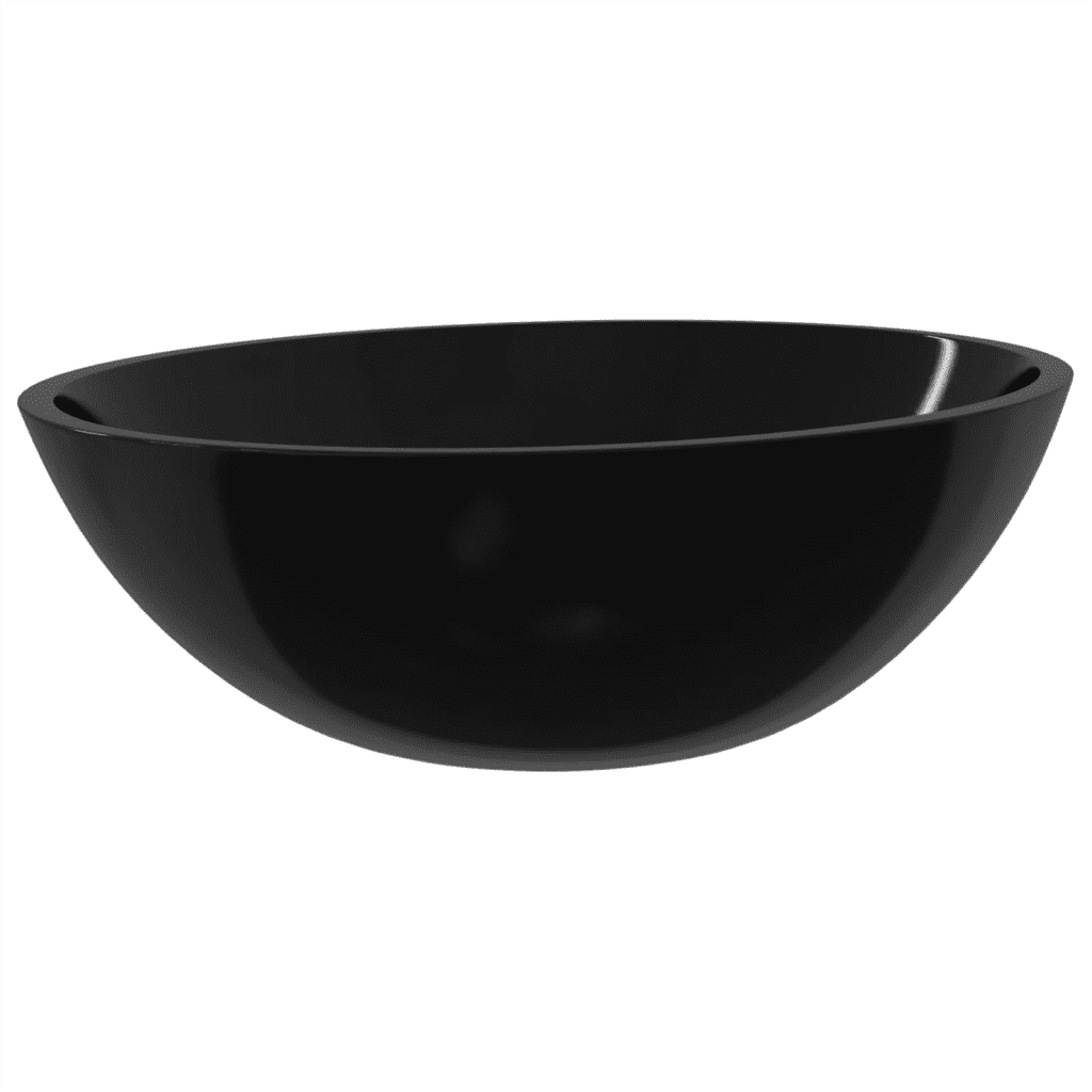 Lavandino in Vetro 50x37x14 cm Nero CFW6237172