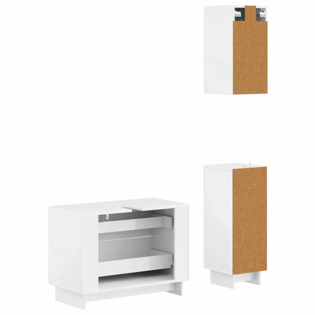 Set di armadietti da bagno in 3 pezzi EDE Bianco Lucido 3417742