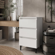 Bedside Table With Metal Legs White 40x35x69 Cm