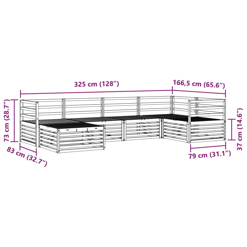 Set di divani da esterno 6 pcs Naturale