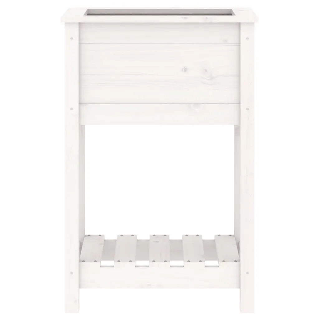 Fioriera con Mensola Bianca 54x34,5x81cm Legno Massello di Pino 823753