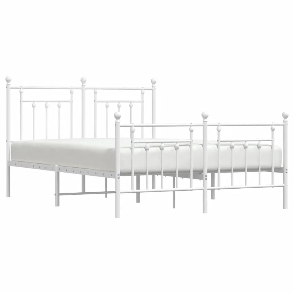 Giroletto con Testiera e Pediera-Struttura Letto Metallo Bianco 140x190 cm 485876