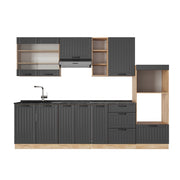 Cucina componibile Fame-Line Grigio scuro/Rovere dorato 280 cm senza piano di lavoro Vicco
