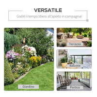 Panchina Dondolo da Giardino 2 Posti 122x70x87 cm in Acciaio e Ghisa con Cuscini Khaki
