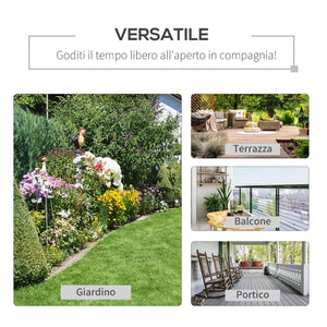 Panchina Dondolo da Giardino 2 Posti 122x70x87 cm in Acciaio e Ghisa con Cuscini Khaki