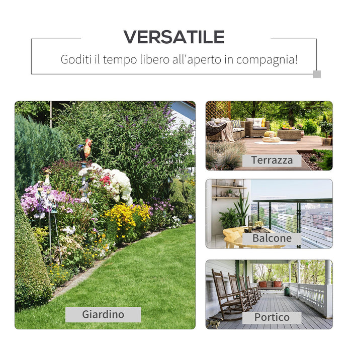 Panchina Dondolo da Giardino 2 Posti 122x70x87 cm in Acciaio e Ghisa con Cuscini Khaki