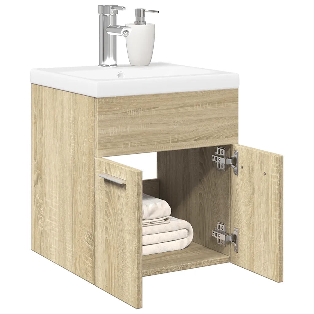Set Mobili da Bagno 2 pz Rovere Sonoma in Legno Multistrato