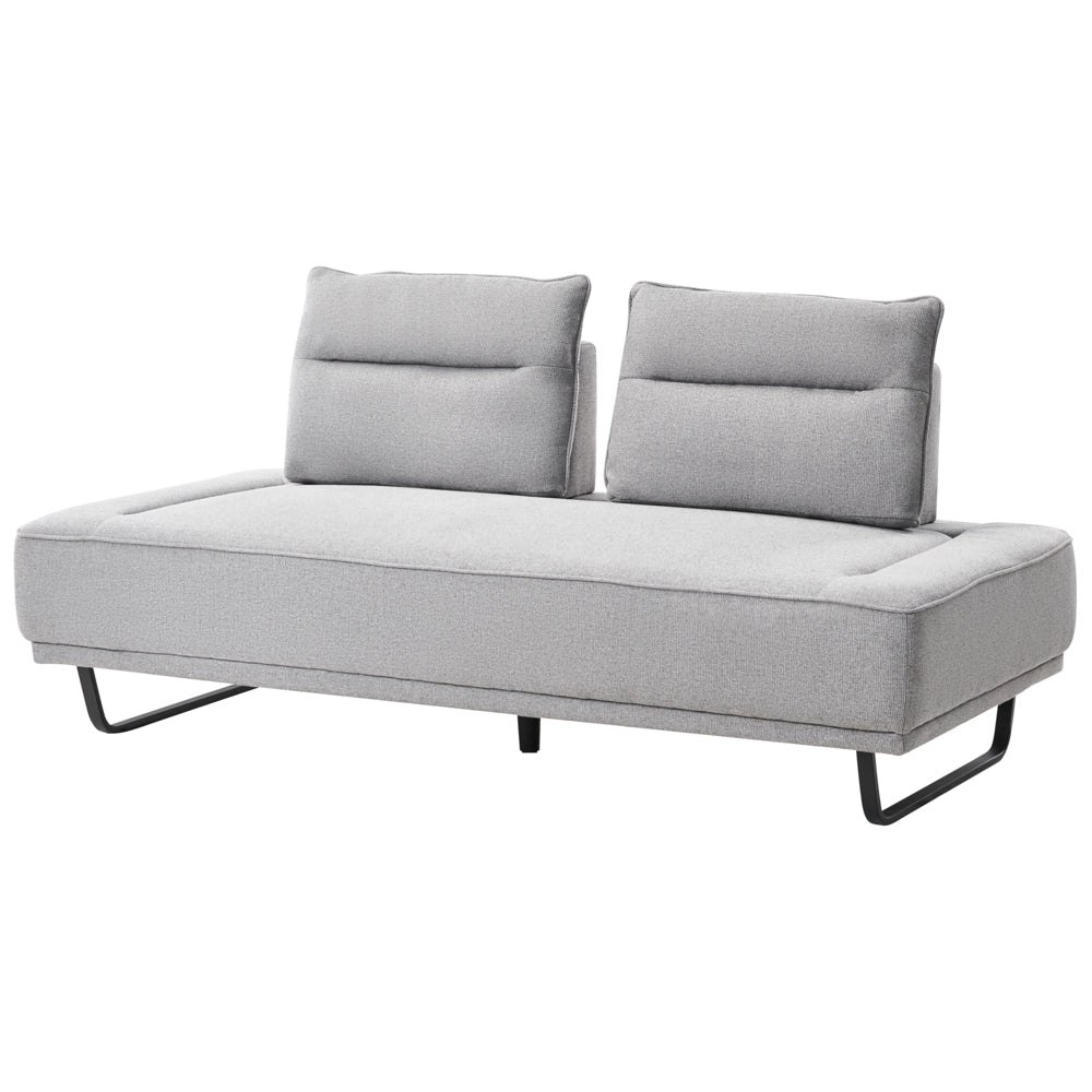Divano a 3 posti in tessuto Divano grigio Gambe in ferro Tessuto intrecciato Schienale regolabile Moderno