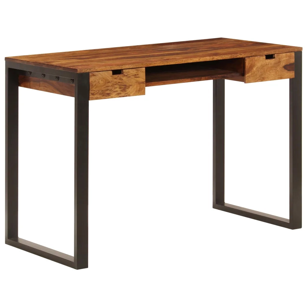 Scrivania 110x55x78 cm Massello di Acacia e Acciaio