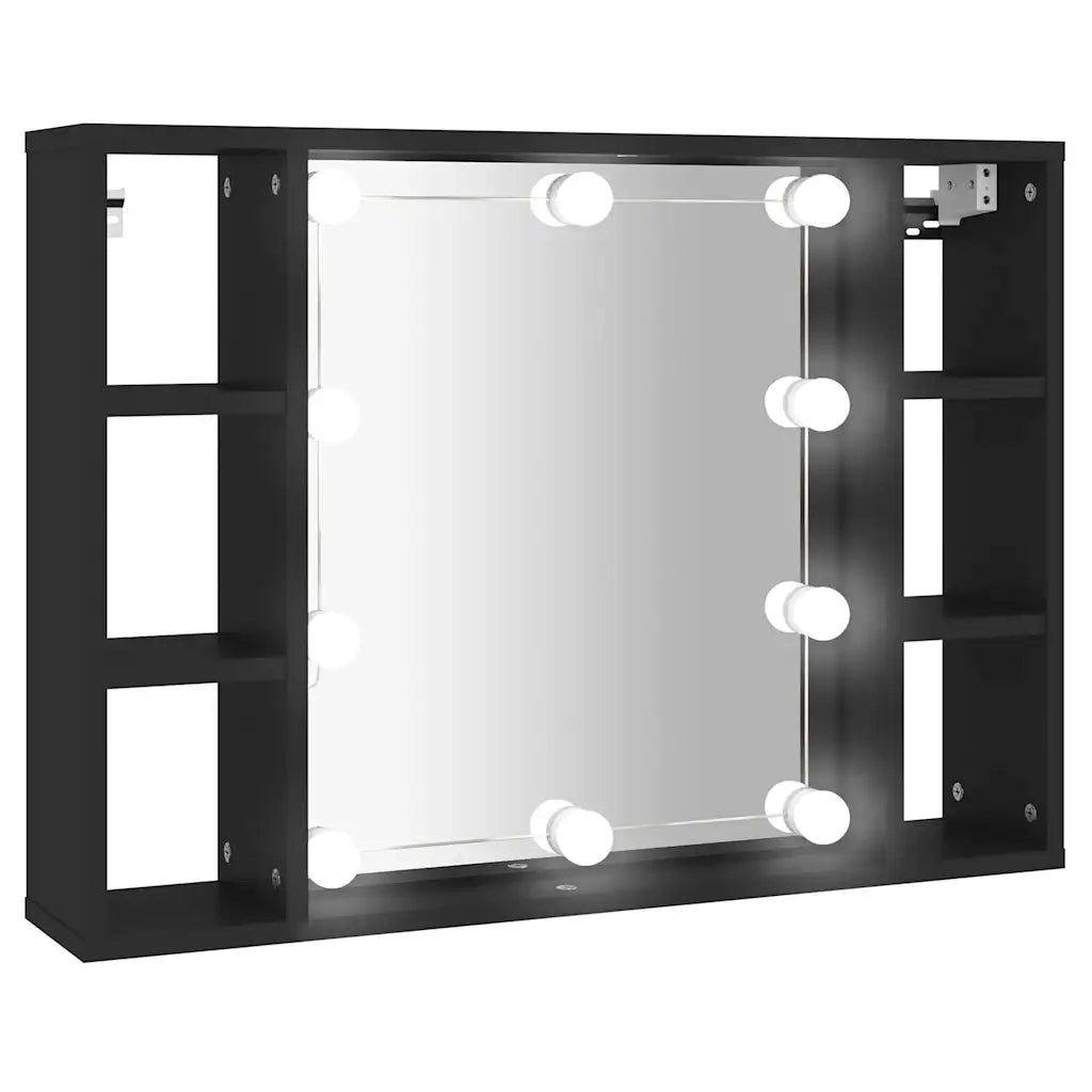 Mobile a Specchio con LED Nero 76x15x55 cm CFW8917873
