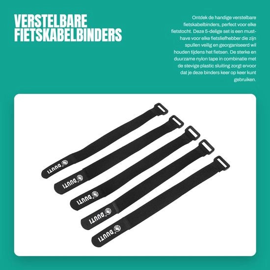Fascetta per bicicletta da 5 pezzi - Flessibile - Materiale in nylon resistente - Leggero - Chiusura con elastico - Progettata per essere compatta - Cinture per bicicletta