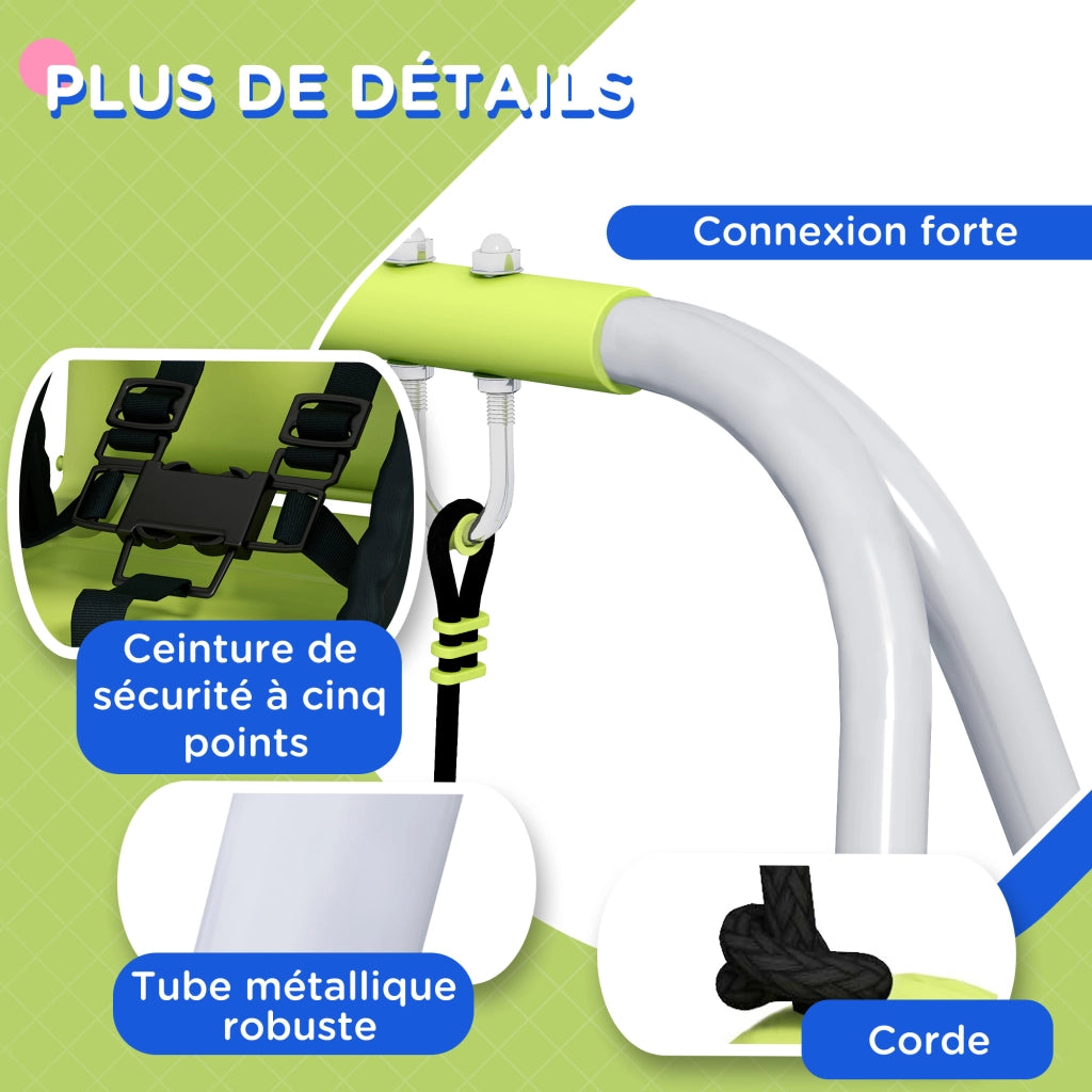 Altalena Portico 2 in 1 per Bambini ¨C Zephmum ¨C Verde con Cintura di Sicurezza a 5 Punti