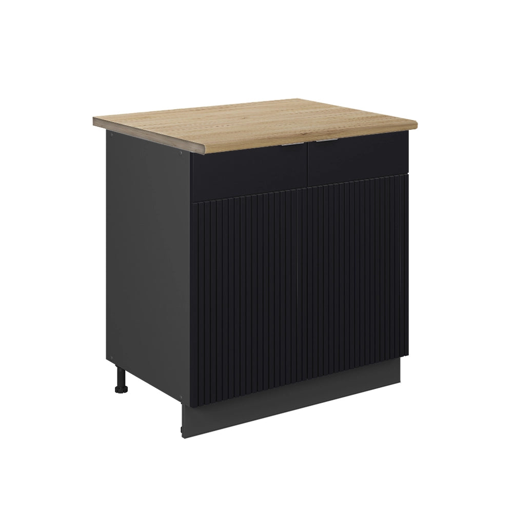 Mobile lavello cucina Fame-Line Nero rigato/Antracite 80 cm con ripiano, PL Rovere Vicco