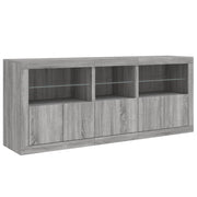 Buffet credenza cassettiera armadio mobile contenitore organizer per cucina soggiorno salotto con luci LED Sonoma 162 x 37 x 67 cm grigio 02_0030056