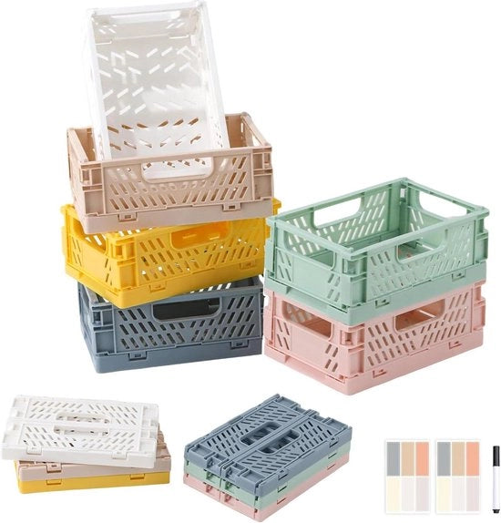 Scatole ripiegate - Cassetto ripiegabile in plastica - 6 pezzi - Cassetti ripiegabili - Scatole mini ripiegate - Scatole portatile - 15 x 97 x 6 cm