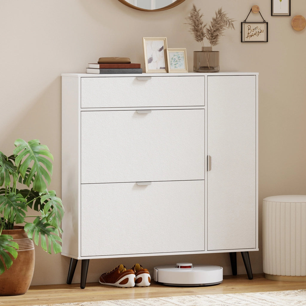 Scarpiera con 2 ante a ribalta ¨C zephmum ¨C Bianco 60x30x100 cm