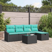 Set di divani con cuscino 6 pcs Nero polyrattan