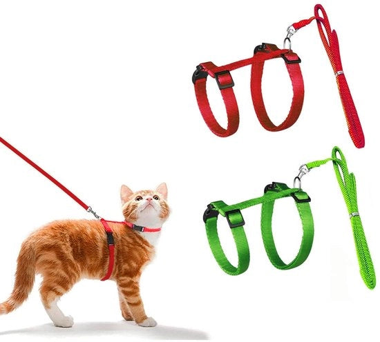 Catena di sicurezza per gatti e conigli - flessibile - con cinturino - nylon - leggero - misura busto 20-35 cm - dispositivo di sicurezza - collare di sicurezza