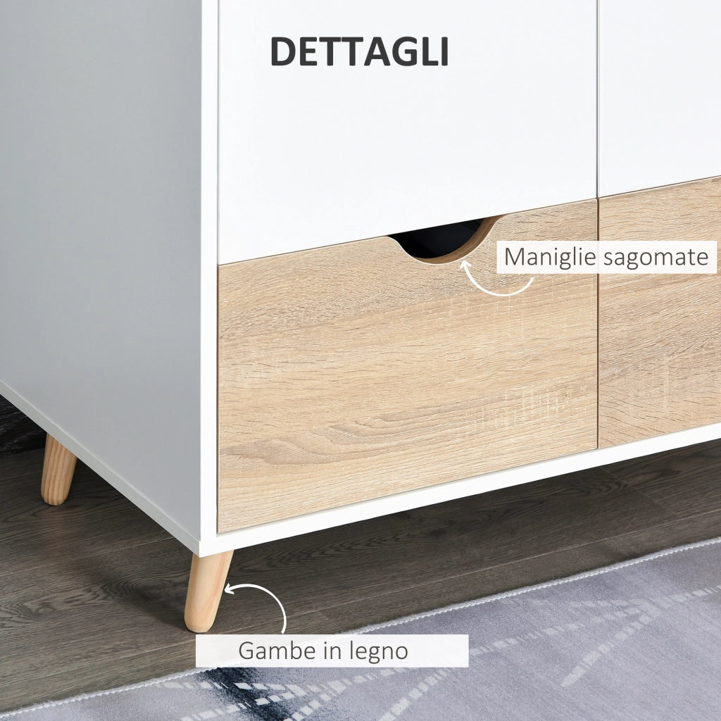 Armadio 2 Ante ¨C Xylo ¨C Legno Bianco con Ripiano Appendiabiti 2 Cassetti 80x40x180cm