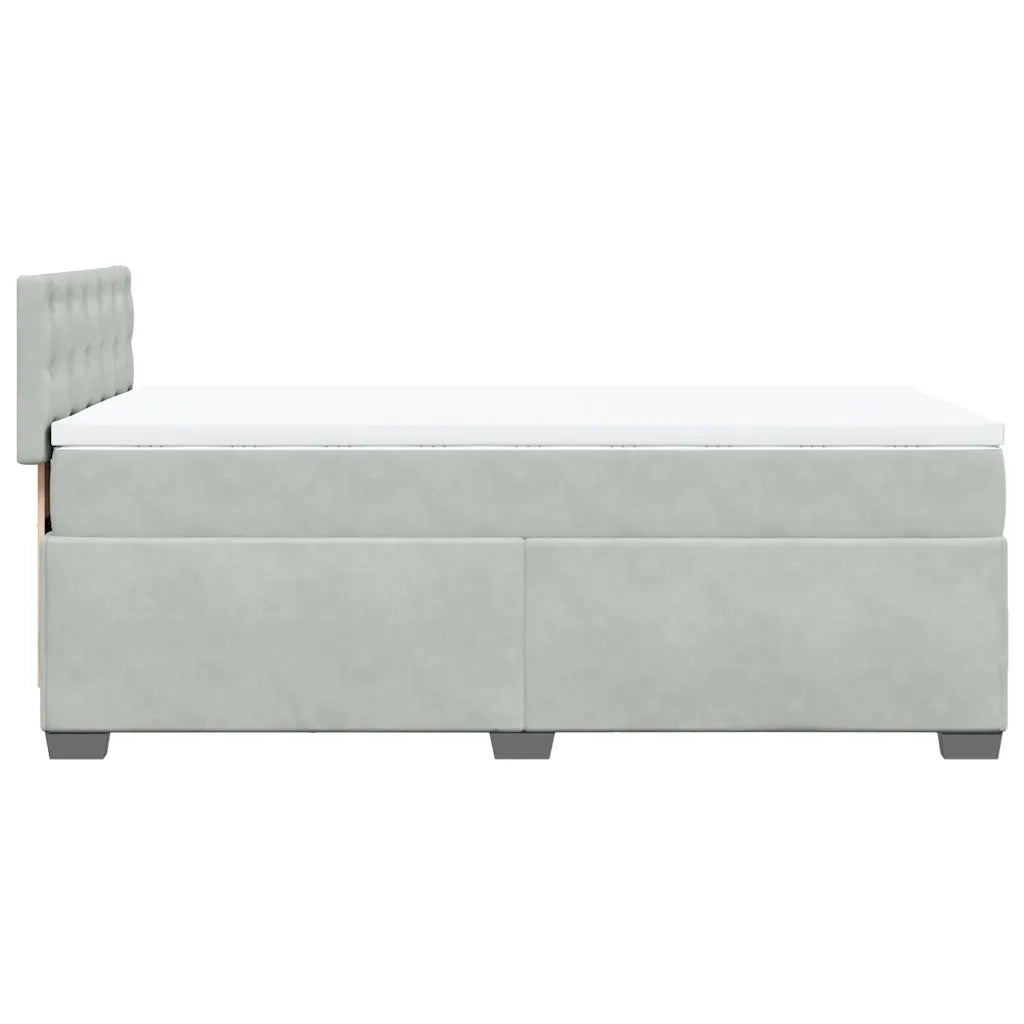 Giroletto a Molle con Materasso Grigio Chiaro 80x200 cm Velluto