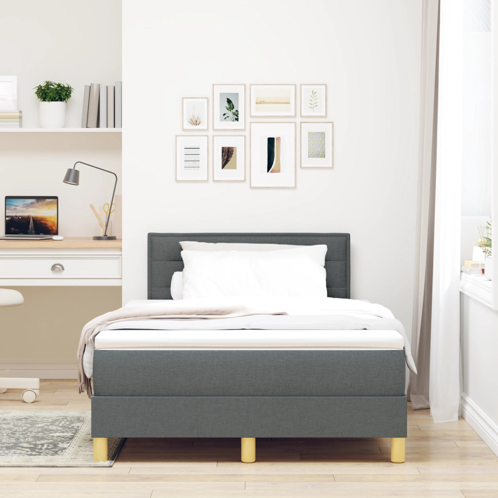 Letto a Box Spring con Materasso Grigio Scuro 120x200 cm Tessuto