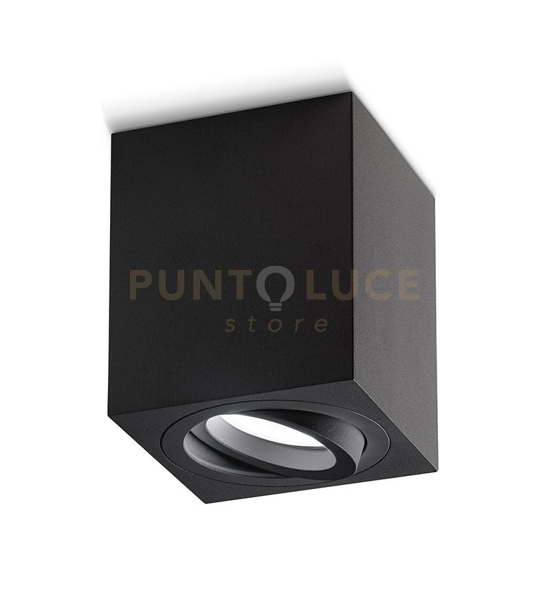 GFA332- FARETTO H. 9,6CM QUADRATO NERO ORIENTABILE IN ALLUMINIO 1 LUCE ATTACCO GU10