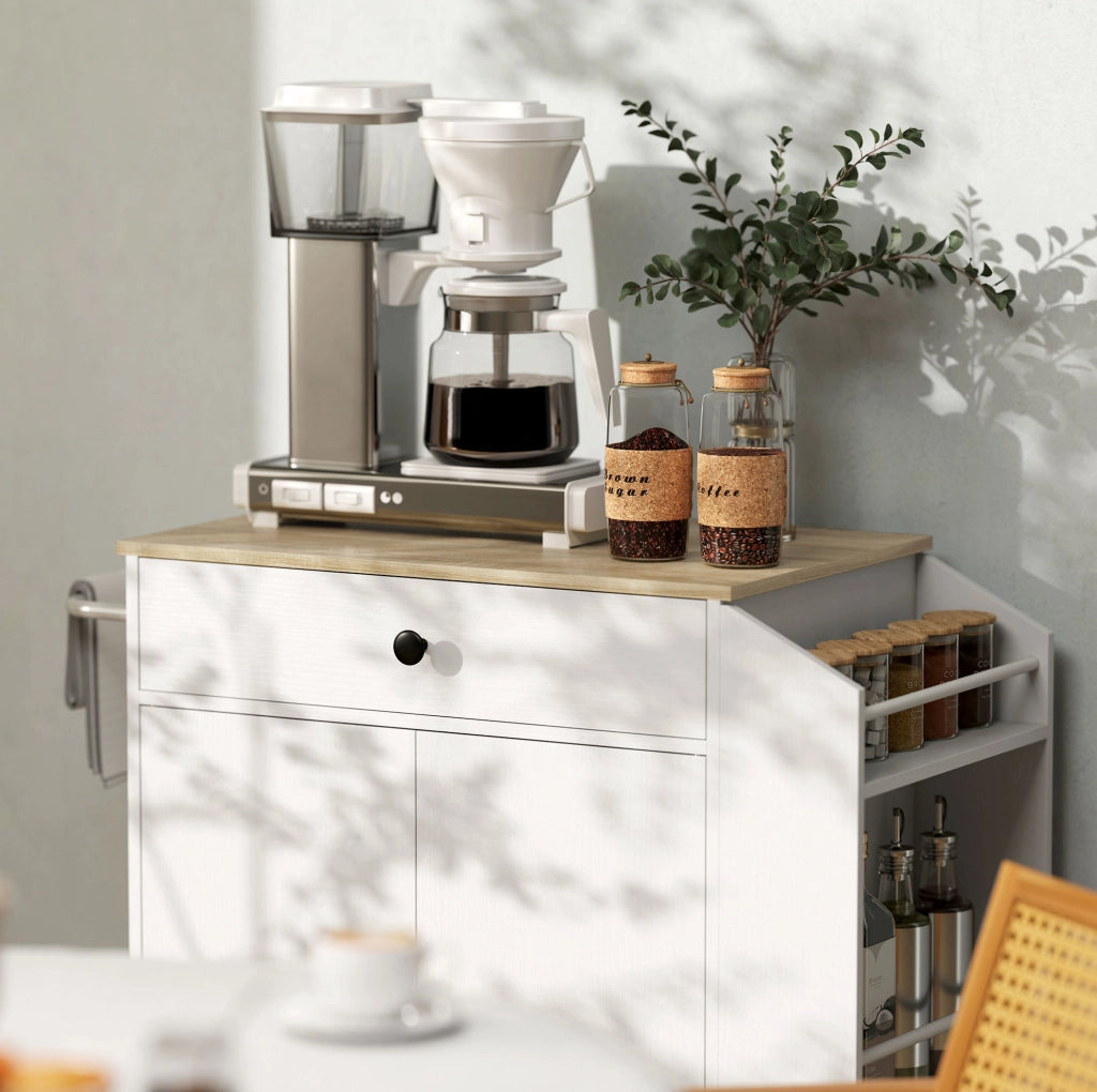 Carrello da cucina 82x38x86,5 cm bianco – isola mobile e contenitore