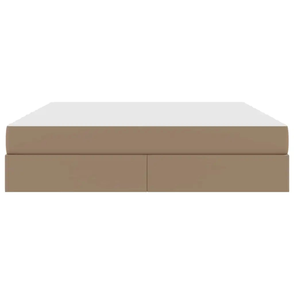 Letto con contenitore e materasso 2 pcs Cappuccino Pelle
