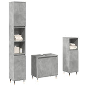 Set Mobili da Bagno 3 pz Grigio Cemento in Legno Multistrato 3324952