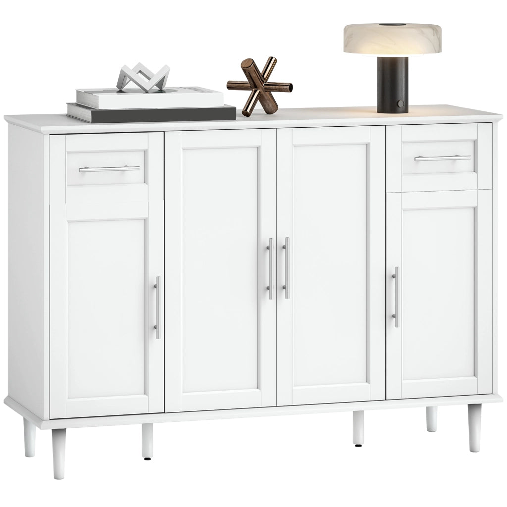 Credenza con 2 Cassetti e 3 Ante ¨C zephmum ¨C Bianco Legno 120x38x86 cm