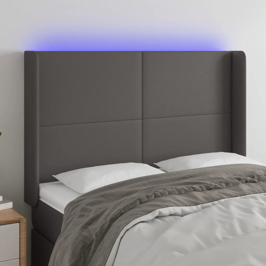 Testiera a LED-Testata con LED Grigio 147x16x118/128cm in Similpelle 285069