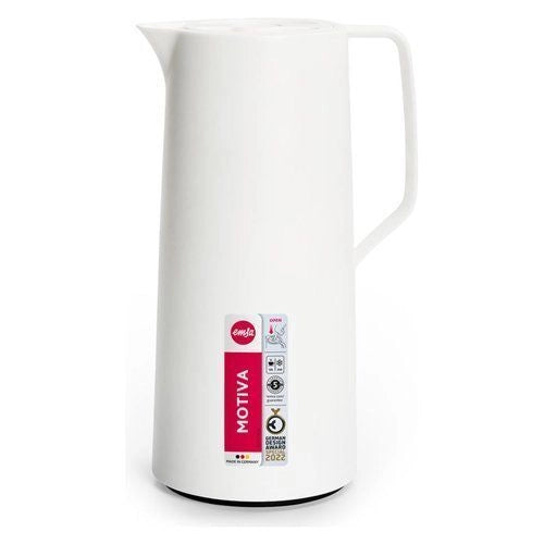 Emsa N4170400 Motiva Caraffa Termica Quick Press 1000 ml doppia parete in vetro colore Bianco