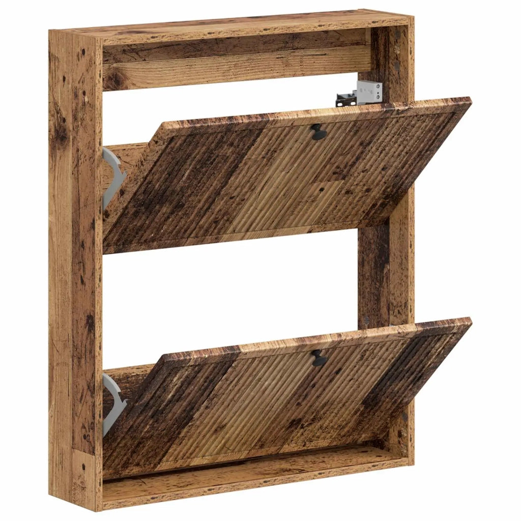 Mobiletto per Scarpe da Muro EDE 71 x 17 x 86 cm Legno antico 895983