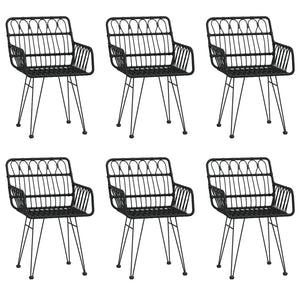 Set da Pranzo da Giardino 7 pz Nero in Polyrattan cod mxl 35450