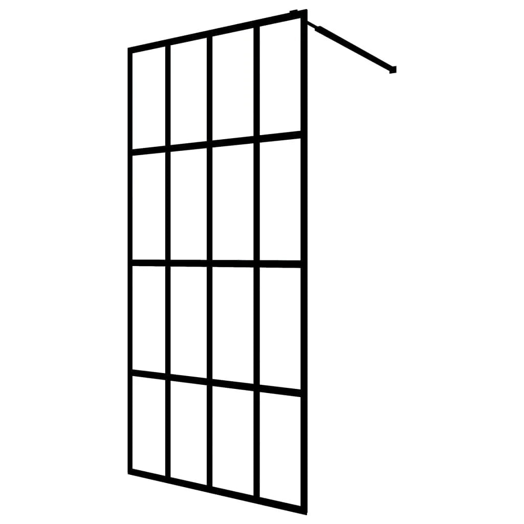 Parete doccia in vetro temperato satinato per bagno 100 x 195 cm acciaio inox nero 02_0003070