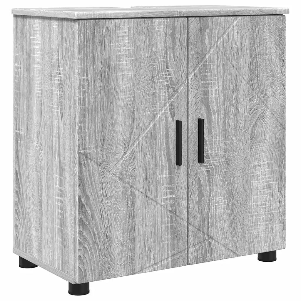 Set di mobili per il bagno con cassetto 4 pcs Grigio Sonoma