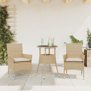 Set da Pranzo da Giardino 3 pz con Cuscini Polyrattan e Vetro 3278625
