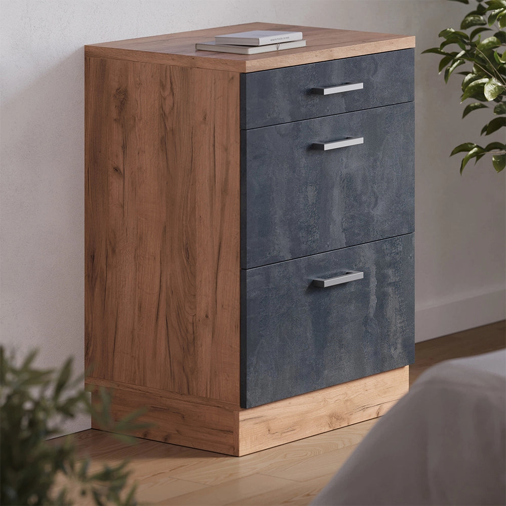 Mobile per mansarda Rion Calce nera/Rovere dorato 60 x 83.8 cm senza inclinazione con 3 cassetti Vicco