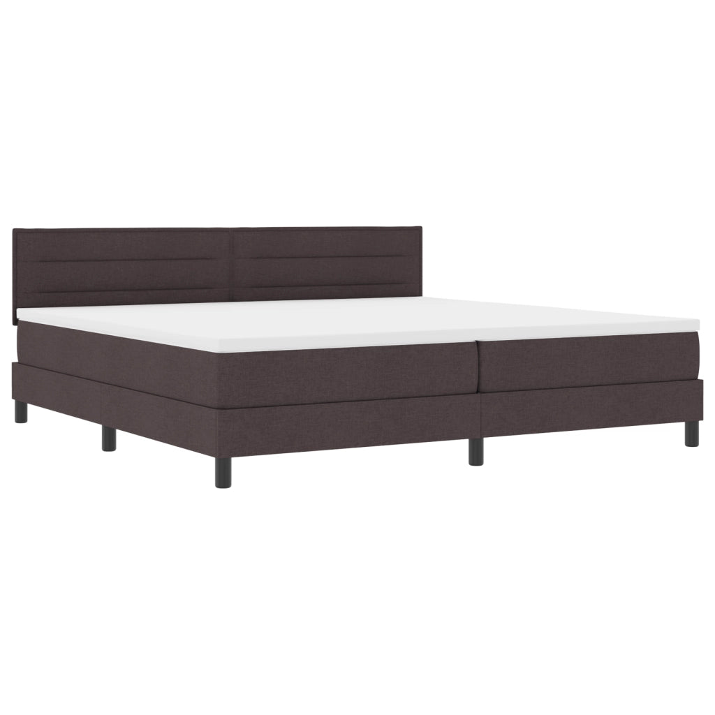 Letto Box Spring con Materasso e LED Marrone Scuro 200x200 cm Tessuto