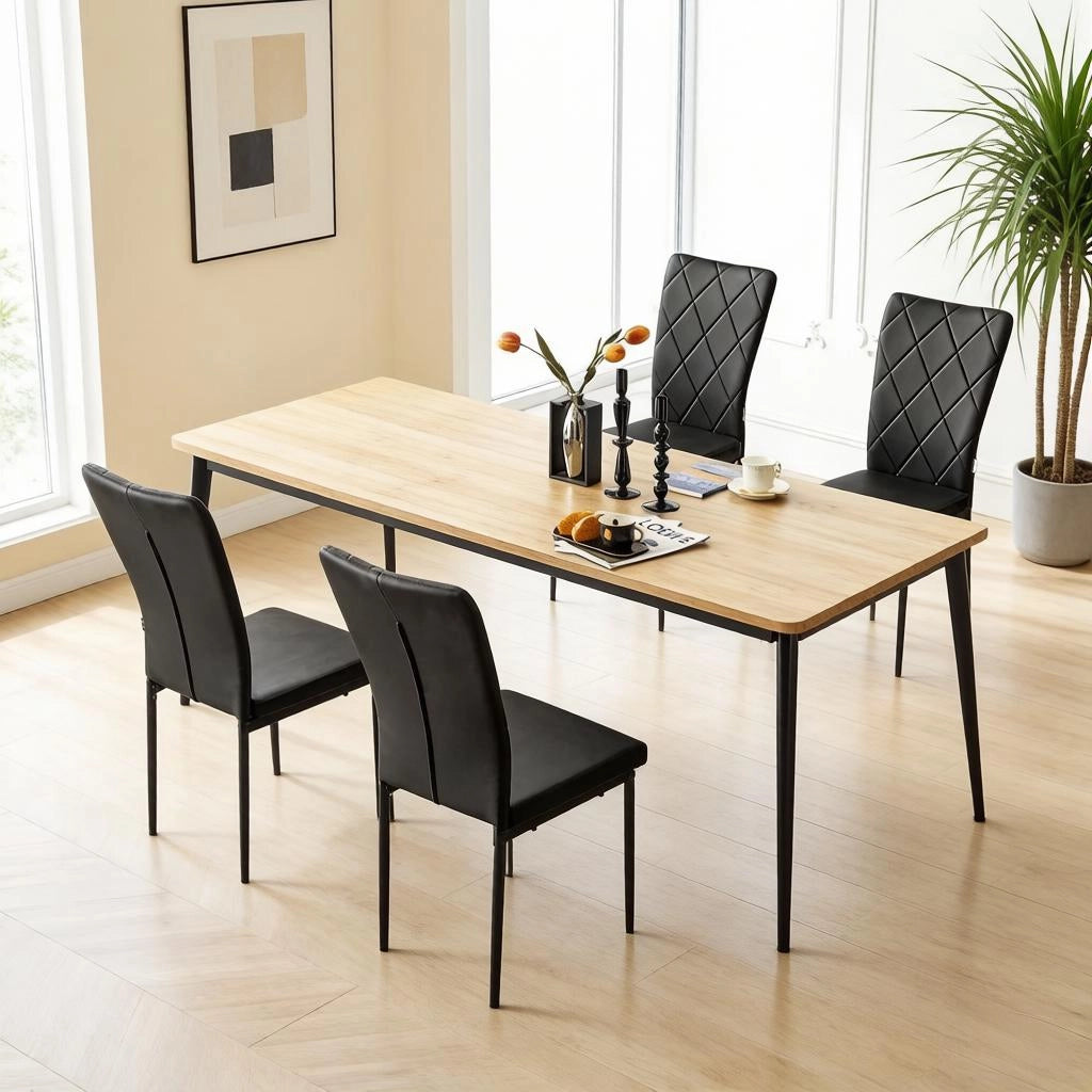 SEDIA da pranzo ergonomica 42 x 94,5 x 59 cm pelle sintetica nera Set da 4 pezzi