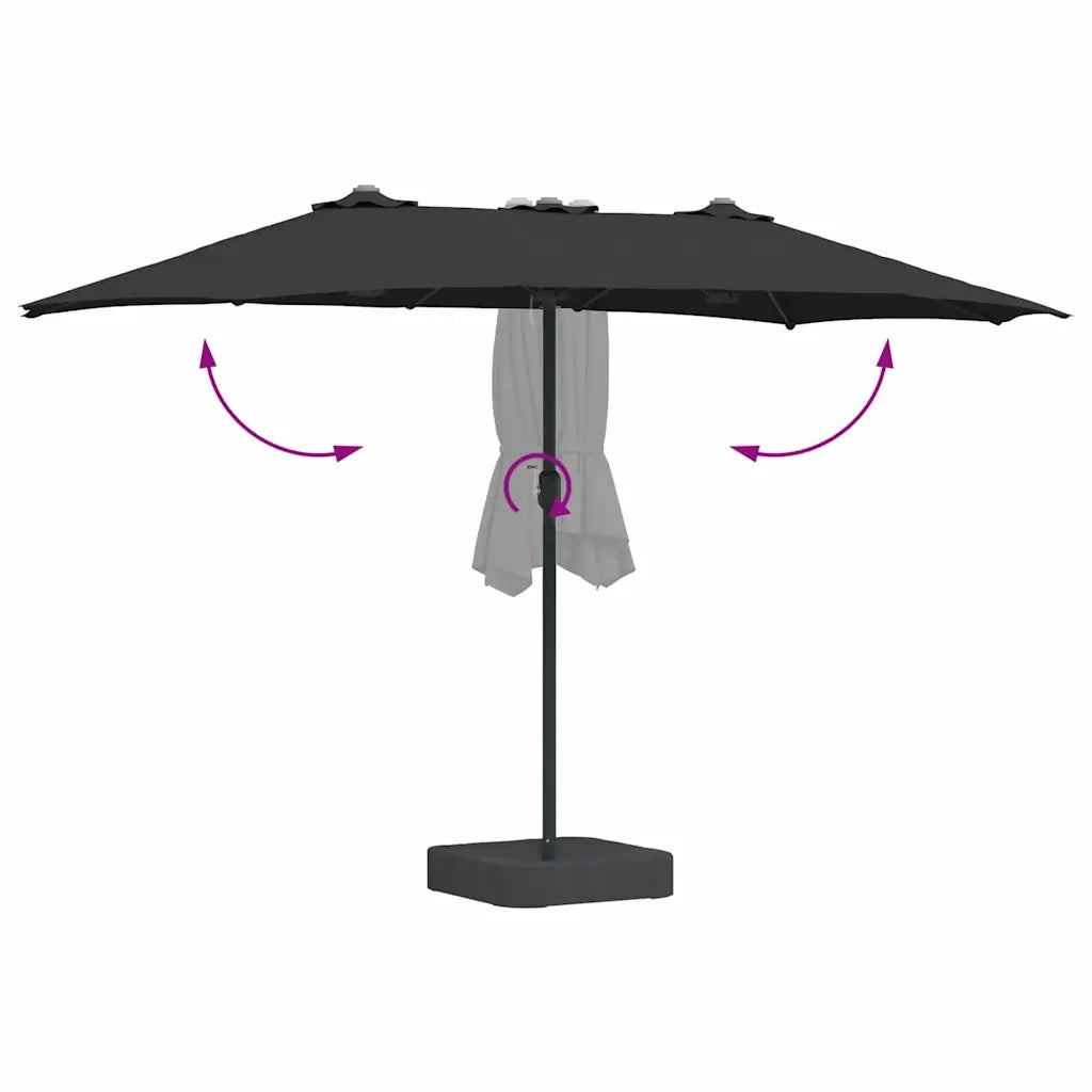 Ombrello da giardino Nero 385 x 209 x 244 cm 42003281