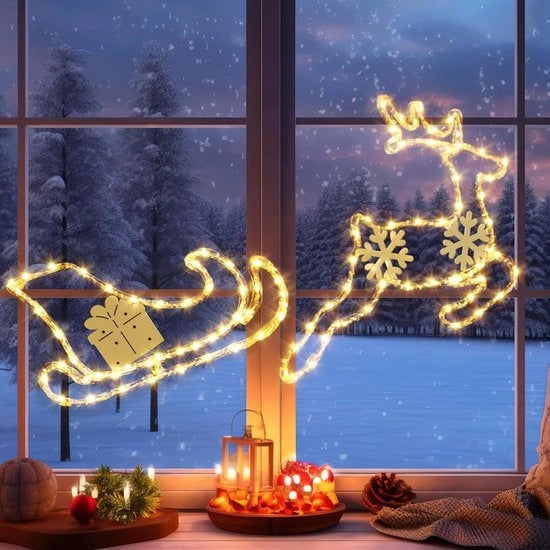 Illuminazione di Natale Lampada da Parete Rondello con Timer 8 Posizioni Bianco Caldo - Finestra Muro Camera da Letto Casa Festa Decorazione di Natale