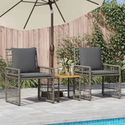 Set di Mobili da Esterno 3 pcs Nero e Grigio scuro
