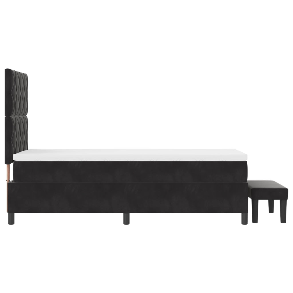 Letto con Box Spring e Materasso e Panchina Nero 100x200 cm Velluto