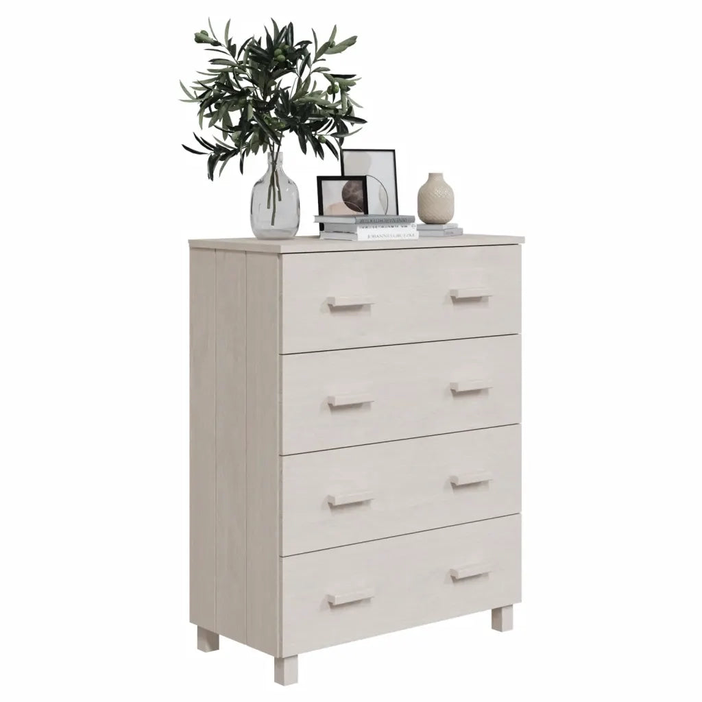 Credenza HAMAR Bianca 79x40x103,5 cm in Legno Massello di Pino 340425
